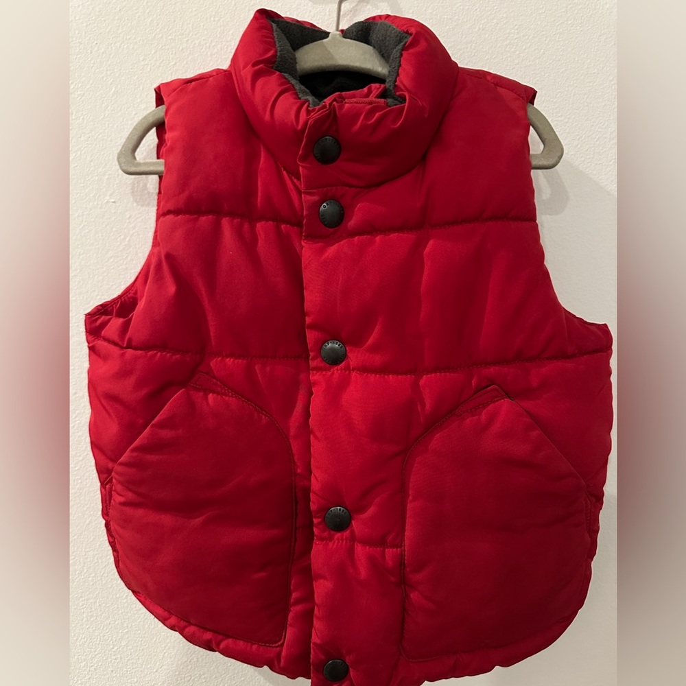Baby Gap Red Puffer Vest with Black Buttons